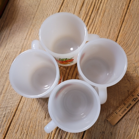 Vintage Glasbake Vegetable Garden Harvest White Milk 3.5" Glass Coffee Tea Mugs - Picture 8 of 10